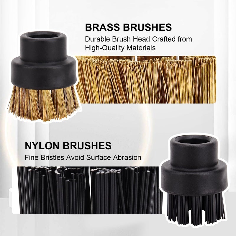BeiLan Small Brass and Nylon Brushes - Heavy Duty and Hard to Reach Places and Precision Cleaning Accessories Fit for Dupray Steam Cleaners - 12 Pack Steam Cleaner Attachments Brush Head - Image 3